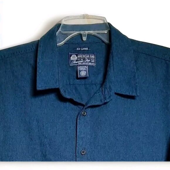 American Rag Men Blue Long Sleeve Button Down Lightweight Flannel Shirt Sz XXL - Picture 3 of 3